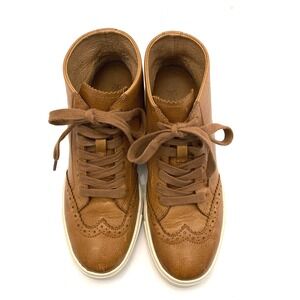 Frye Ivy Brogue High Top Leather Sneaker Booties Cognac‎ Tan Womens 6.5M Shoes